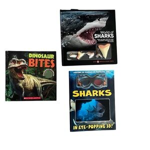 Sharks & Dinosaur Kids Book Set – Black, Blue, Green